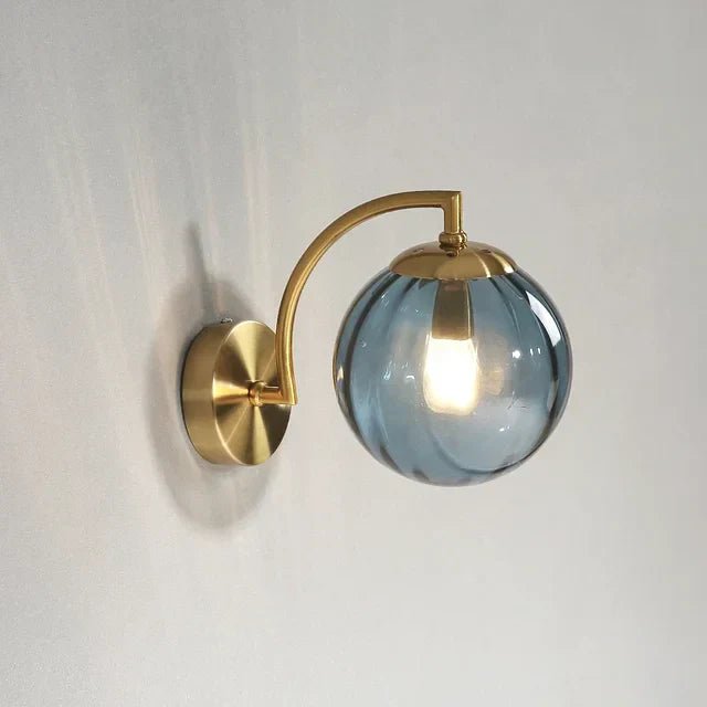 Golden Wall Lights With Ribbed Glass Ball – Elegant Design for Cozy Atmosphere 4