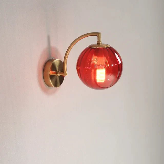 Golden Wall Lights With Ribbed Glass Ball – Elegant Design for Cozy Atmosphere 8