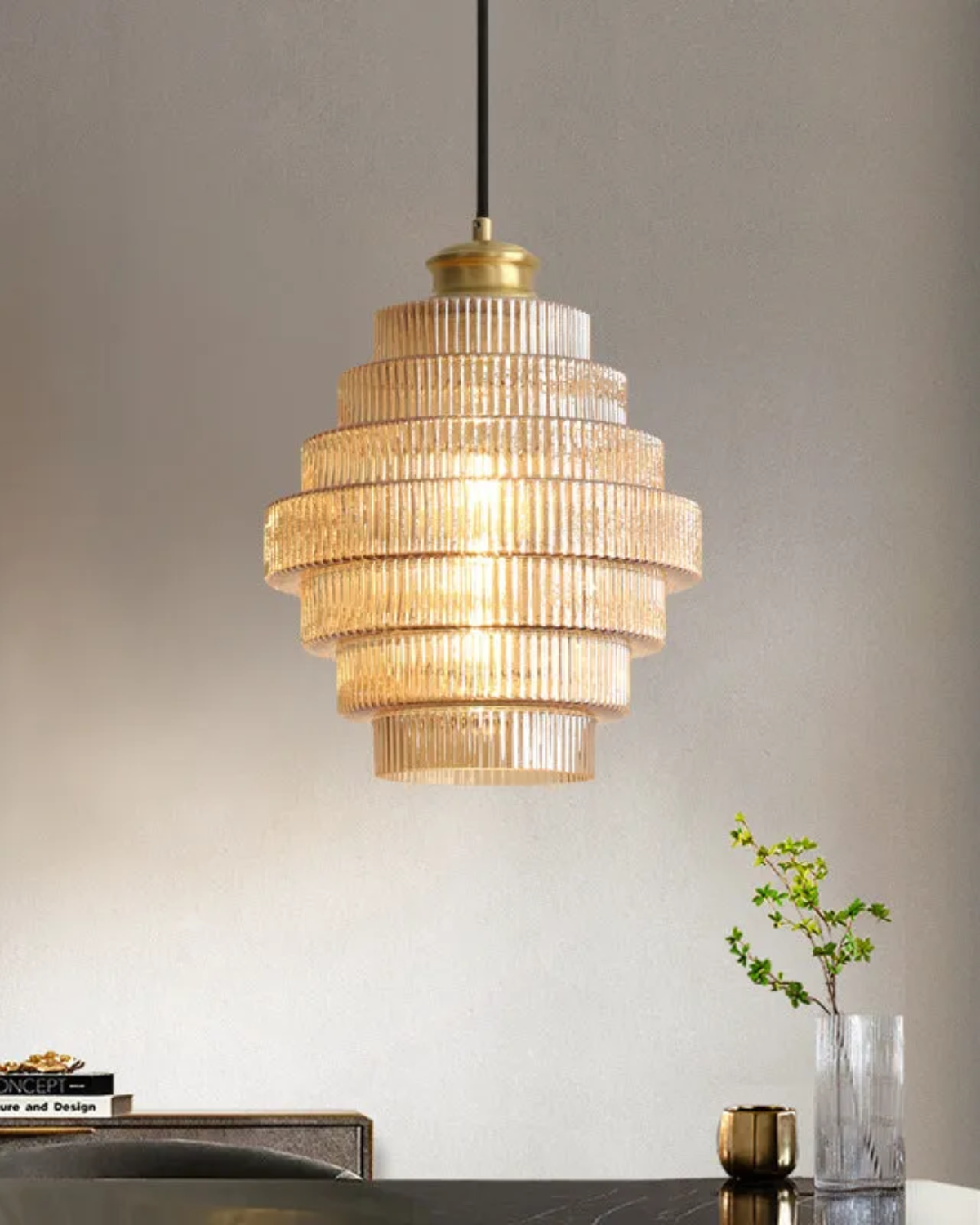 Hanging Lamp Ribbed Glass Retro – Warm Illumination with Classic Elegance 7