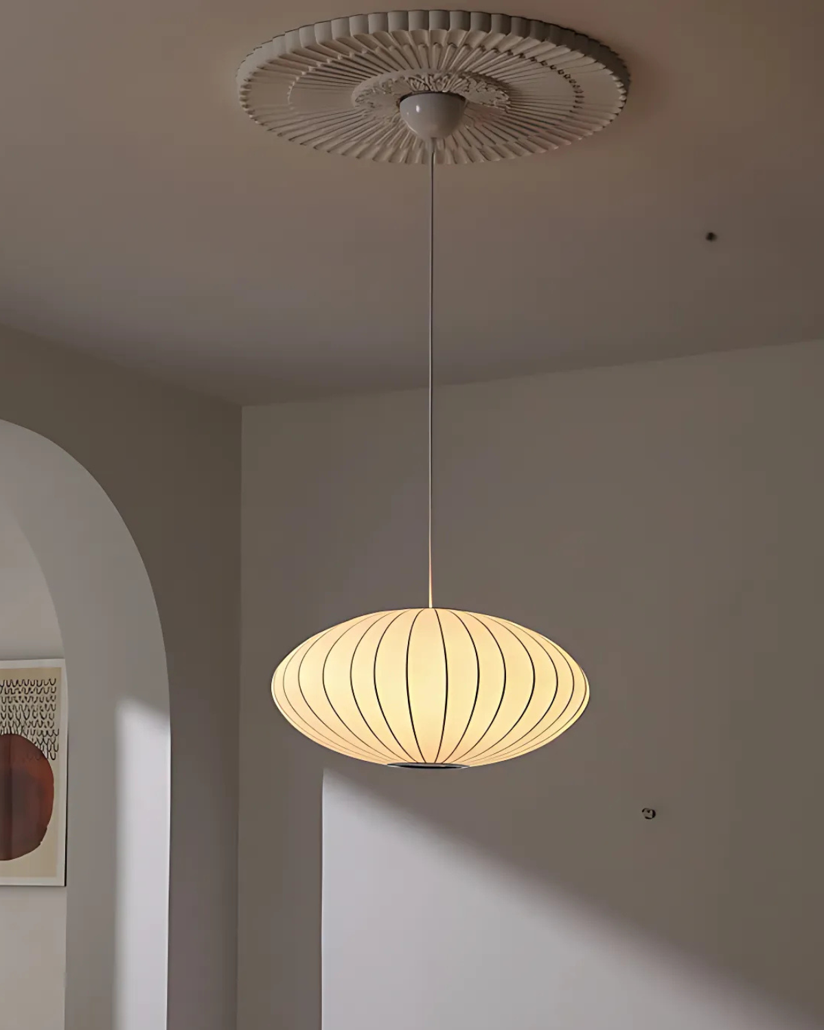 Hanging Light Oval Structure – Timeless Elegance with Warm Illumination 2