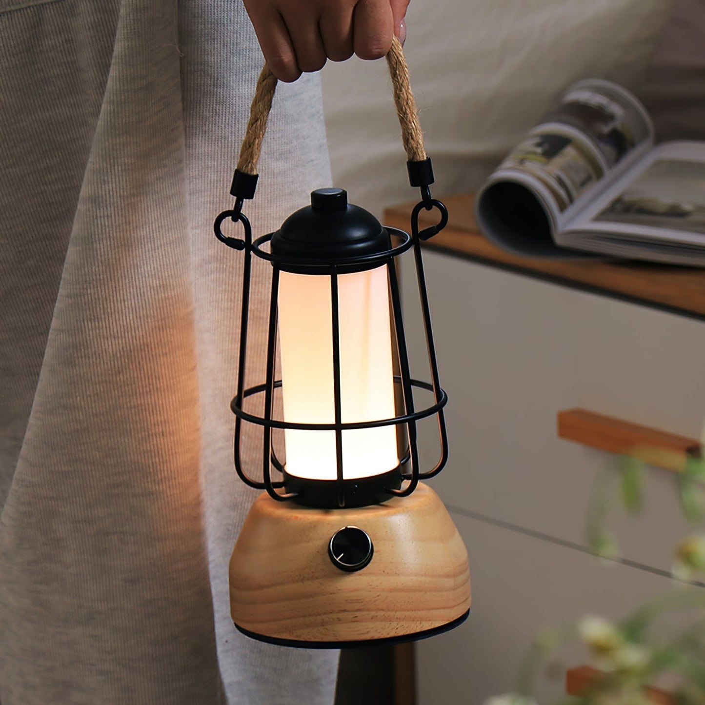 Hemp Rope Lantern Table Lamp – Charming Outdoor Light with Rustic Style 5