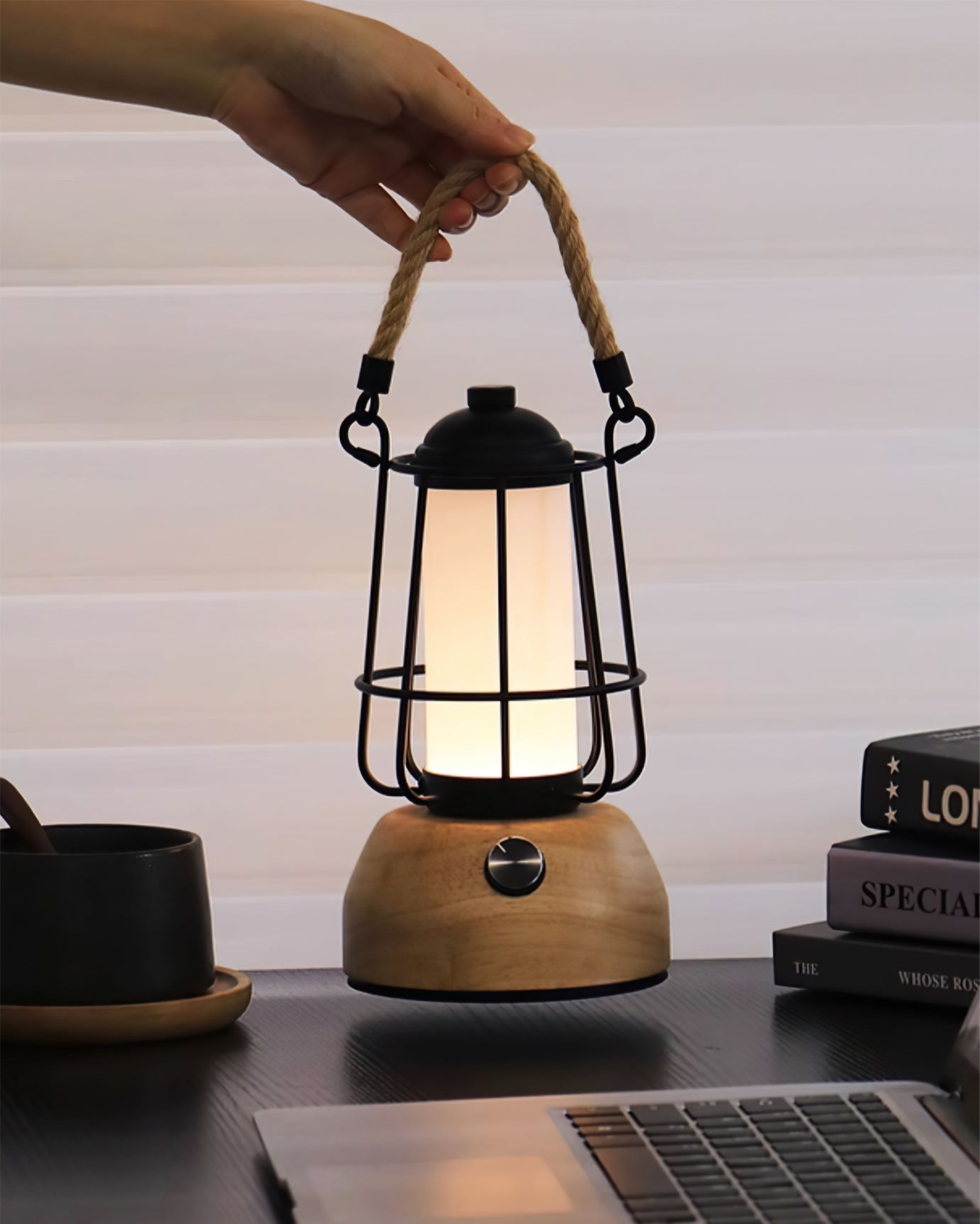 Hemp Rope Lantern Table Lamp – Charming Outdoor Light with Rustic Style 6