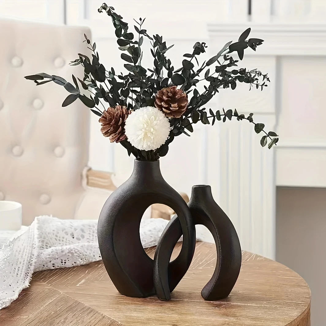 Hollow Nordic Modern Ceramic Vase Set – Elegant Touch for Contemporary Decor 6