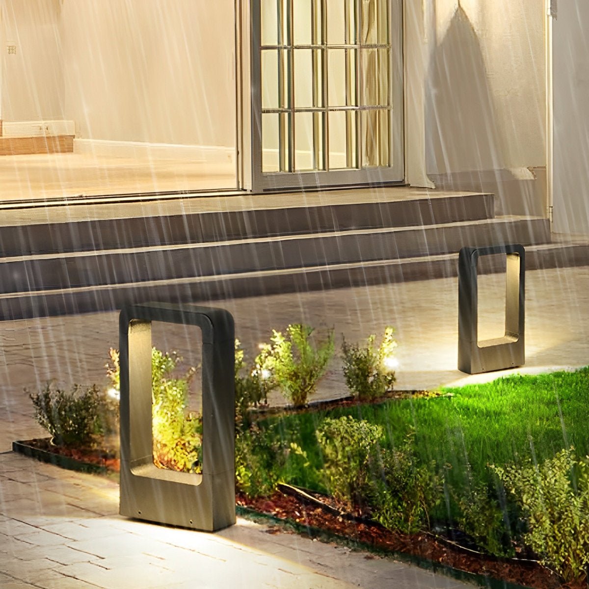 LED Bollard Light Rectangular Frame – Elegant Design for Outdoor Ambiance 2