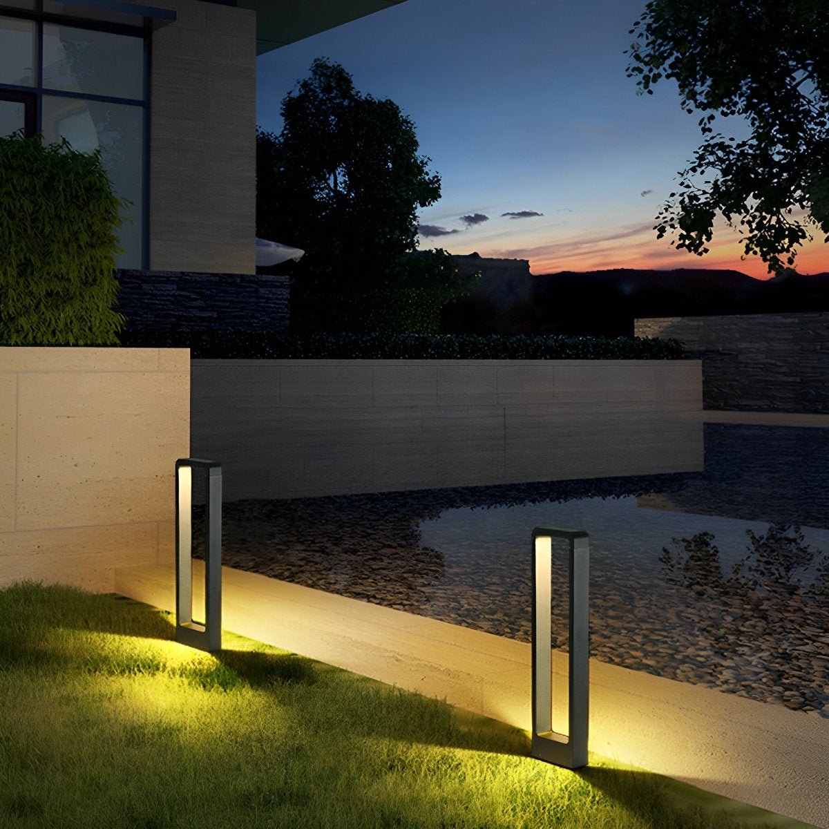 LED Bollard Light Rectangular Frame – Elegant Design for Outdoor Ambiance 4