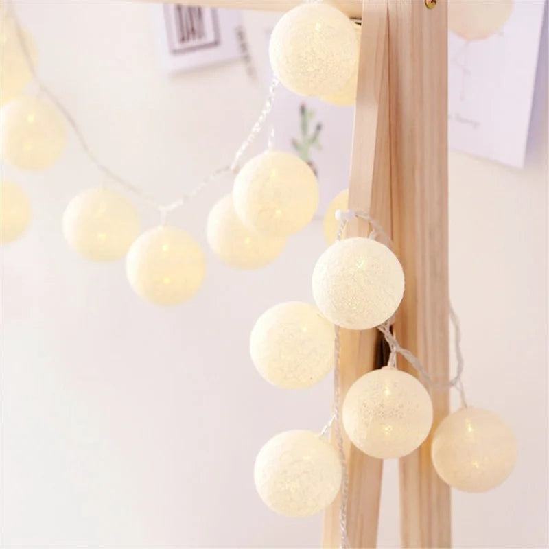 LED Cotton Thread Balls Light Chain – Cozy Ambiance for Charming Events 0
