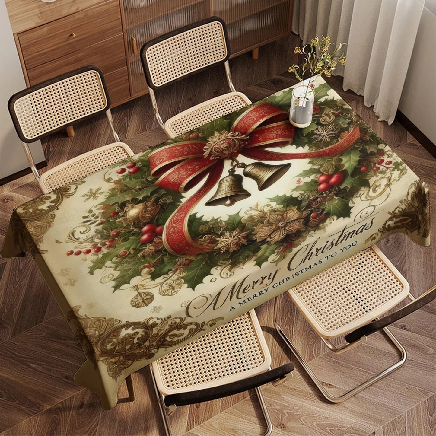Merry Christmas Pattern Tablecloth – Joyful Décor for Festive Gatherings 5