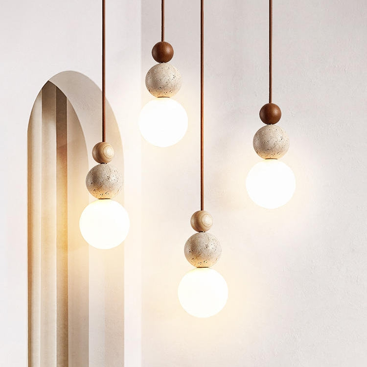 Modern Travertine Wabi-Sabi Pendant Lamp – Elegant Lighting for Cozy Gatherings 3