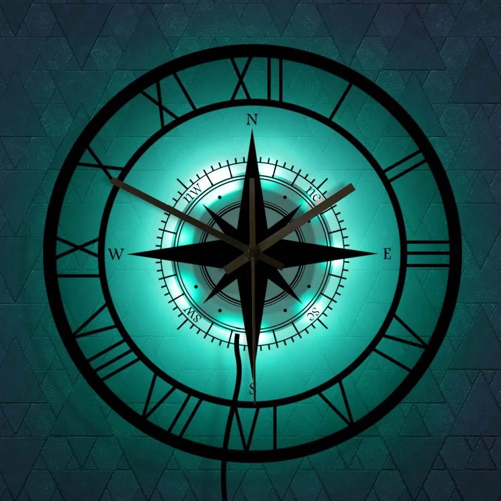 Nautical Compass Wall Clock – Elegant Timepiece with Maritime Style 1