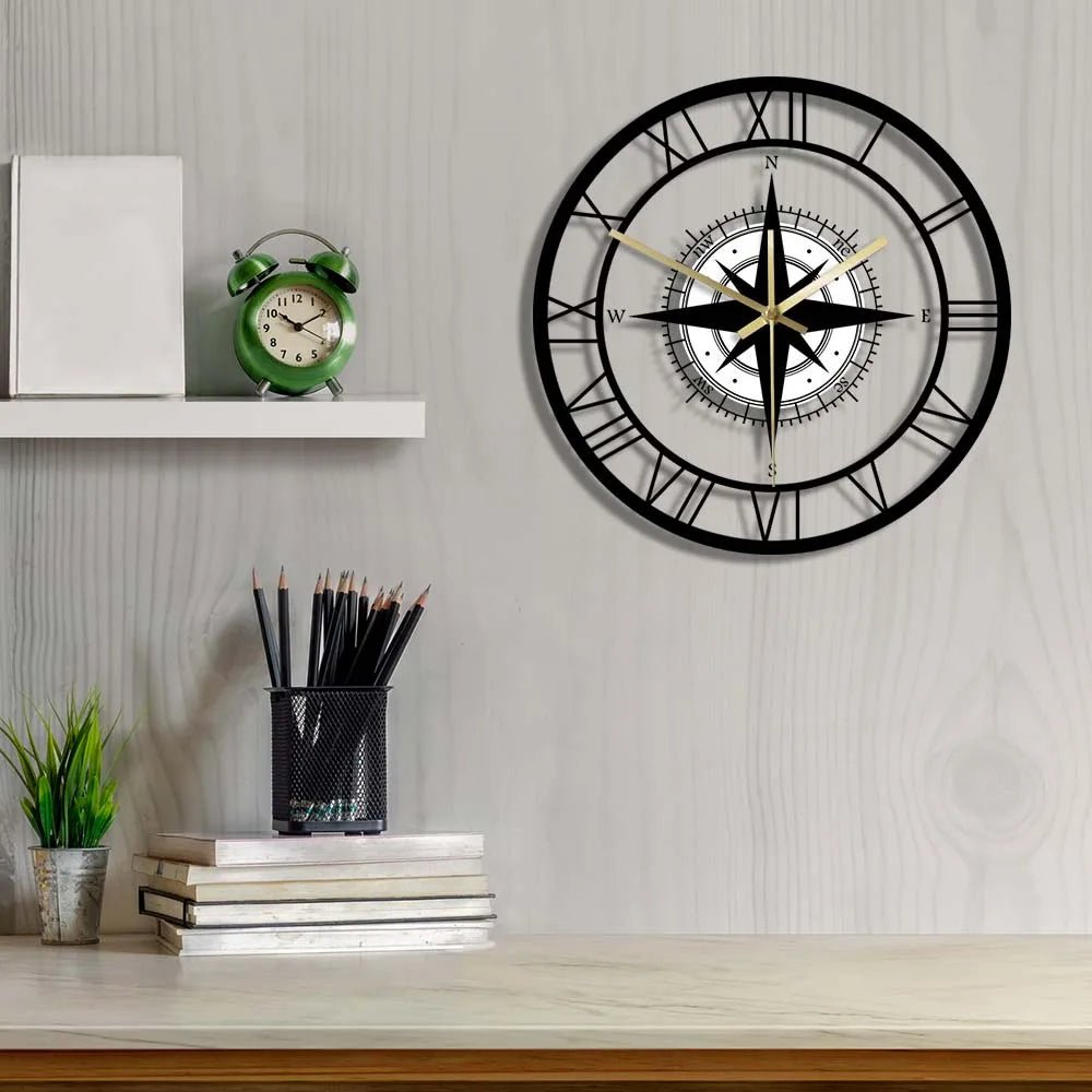 Nautical Compass Wall Clock – Elegant Timepiece with Maritime Style 3