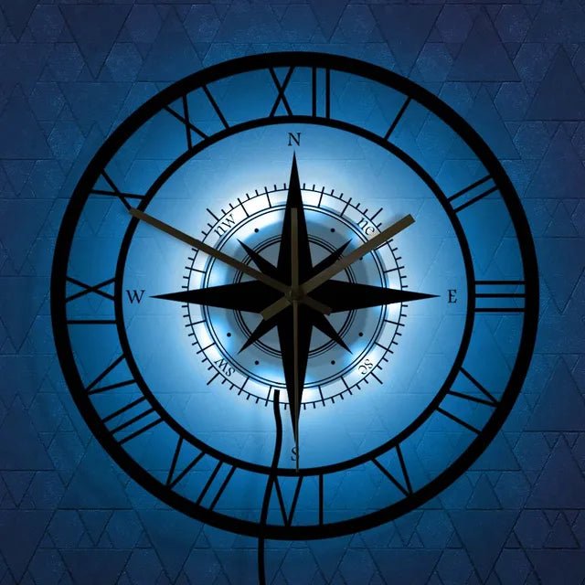 Nautical Compass Wall Clock – Elegant Timepiece with Maritime Style 4