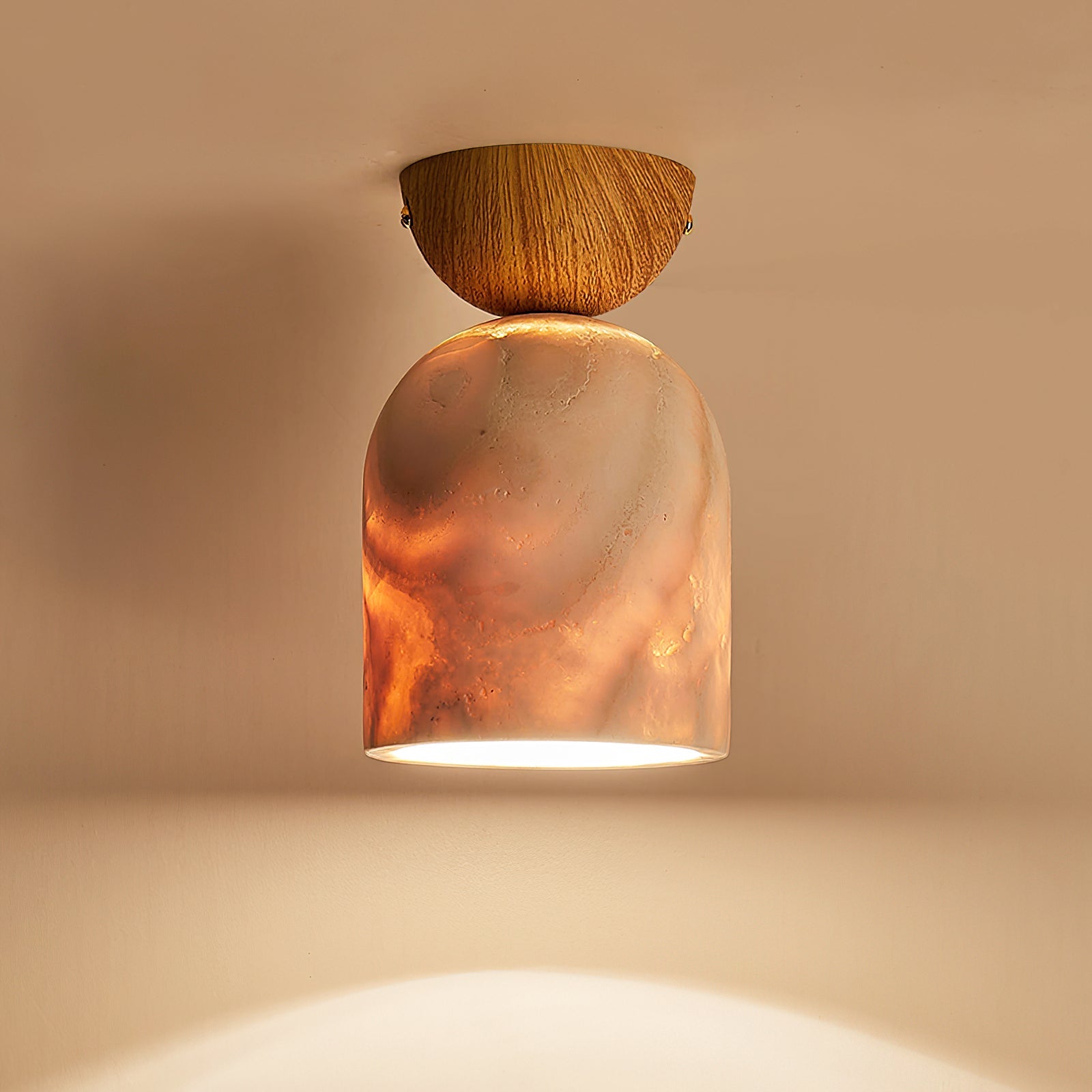 Noncu Travertine Ceiling Lamp – Elegant Glow with Minimalist Touch 7
