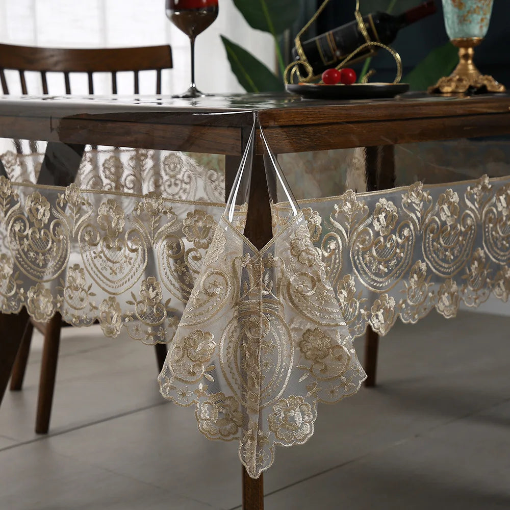 PVC Tablecloth with Lace Design – Elegant and Waterproof Cover for Every Occasion 2