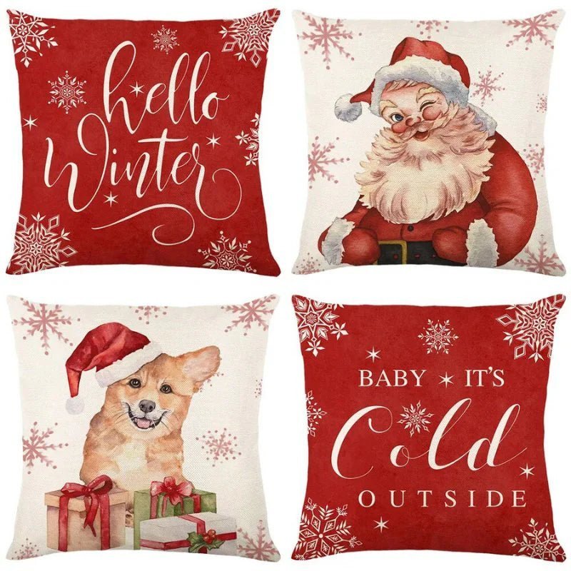 Pack of 4 Christmas Cushion Covers – Festive Vibes for Cozy Living Spaces 0