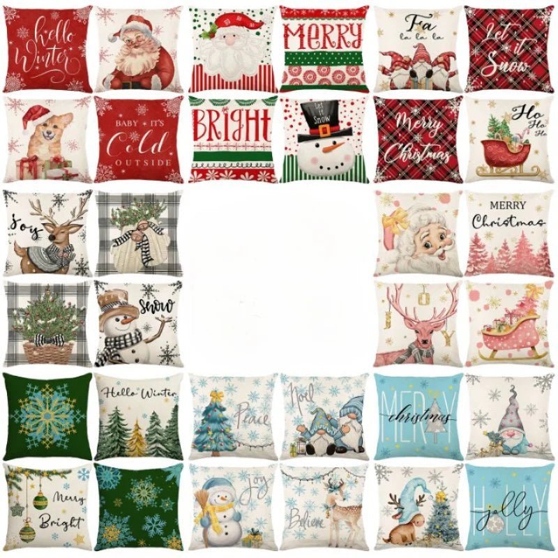 Pack of 4 Christmas Cushion Covers – Festive Vibes for Cozy Living Spaces 2