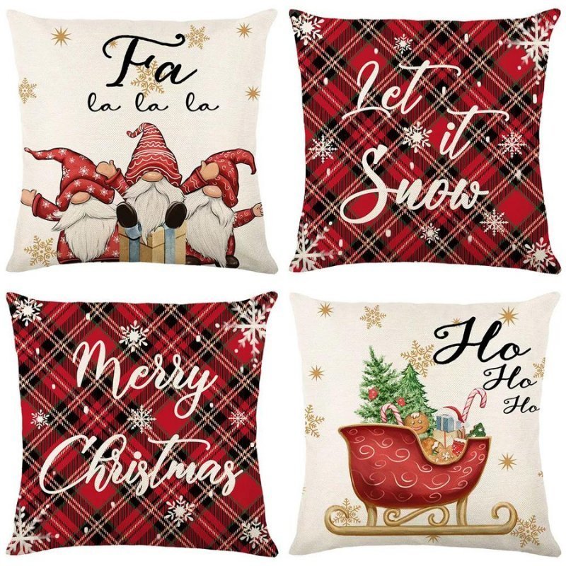Pack of 4 Christmas Cushion Covers – Festive Vibes for Cozy Living Spaces 4