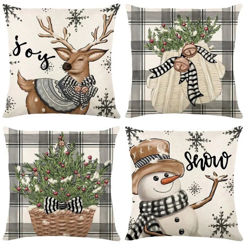 Pack of 4 Christmas Cushion Covers – Festive Vibes for Cozy Living Spaces 6