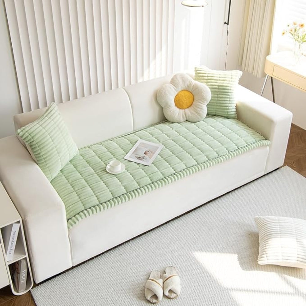 Plush Sofa Cover With Pleated Edges – Elegant Comfort For Your Living Room 8