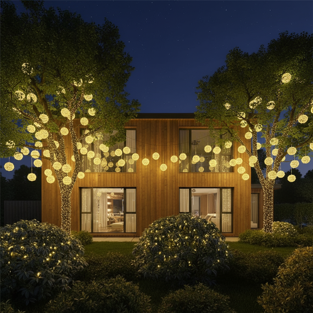 Rattan Ball Outdoor Fairy Lights – Enchanting Glow for Magical Evenings 3