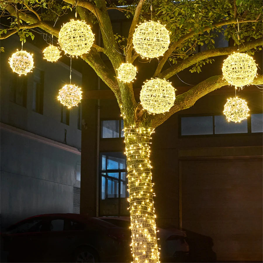 Rattan Ball Outdoor Fairy Lights – Enchanting Glow for Magical Evenings 5