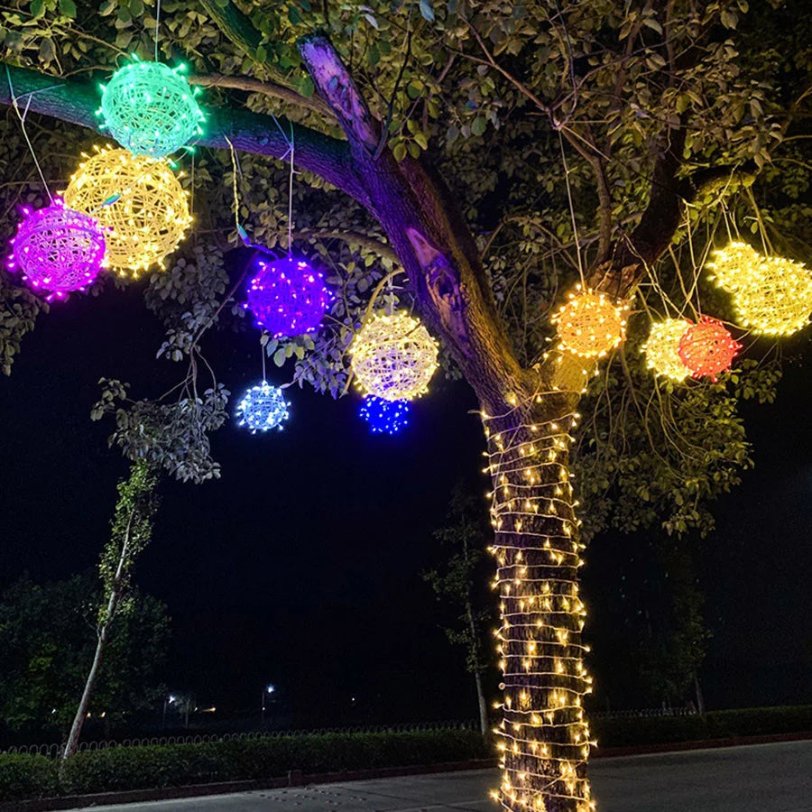 Rattan Ball Outdoor Fairy Lights – Enchanting Glow for Magical Evenings 6