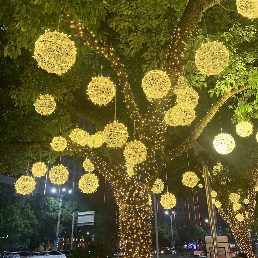 Rattan Ball Outdoor Fairy Lights – Enchanting Glow for Magical Evenings 8