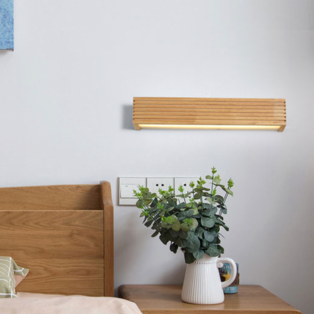 Rectangular LED Wall Light Made of Wood – Sleek Design with Cozy Illumination 2