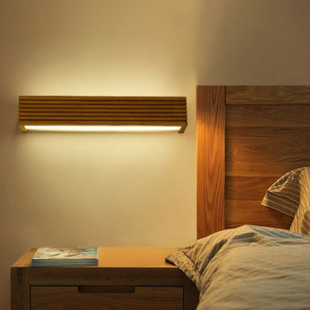 Rectangular LED Wall Light Made of Wood – Sleek Design with Cozy Illumination 4