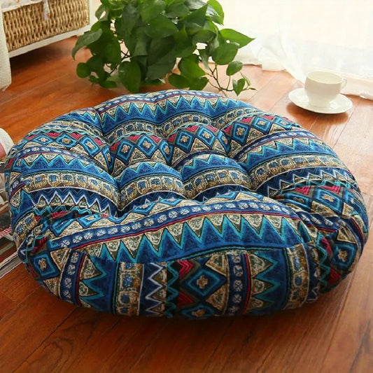 Round Boho Cushion Floral Pattern – Vibrant Comfort For Relaxation 1