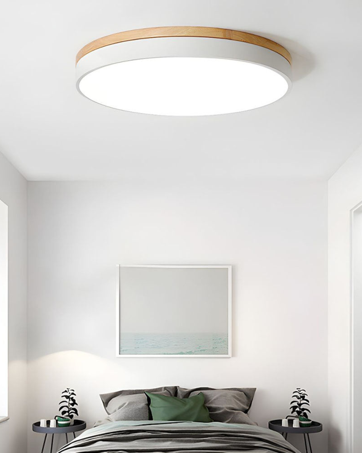 Round Flush Mount Ceiling Light – Modern Design with Warm Wooden Accent 4