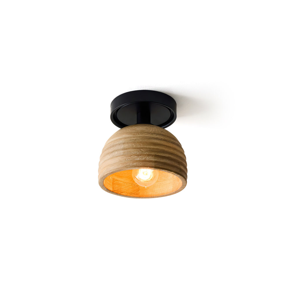 Sculptural Wood Ceiling Lamp – Ambient Glow with Modern Elegance 1