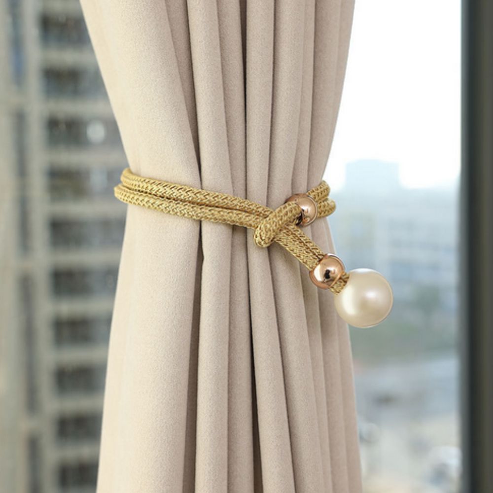 **Shiny Beaded Curtain Tieback Set** – Elegant Touch for Any Room 14