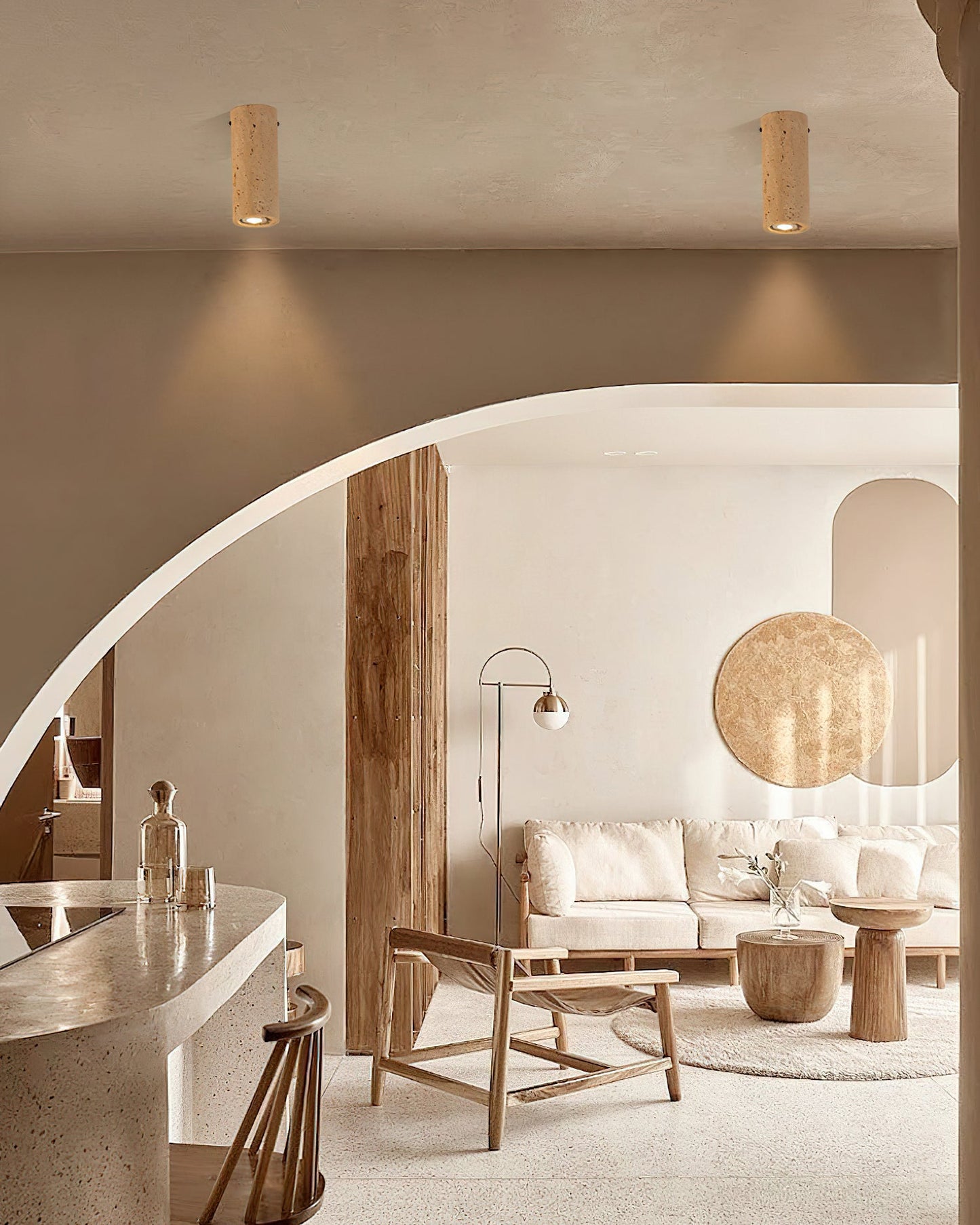 Shura Travertine Ceiling Lamp – Elegant Natural Stone Illumination 5