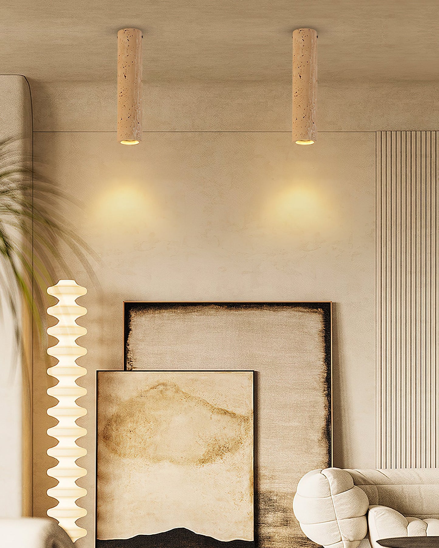 Shura Travertine Ceiling Lamp – Elegant Natural Stone Illumination 7