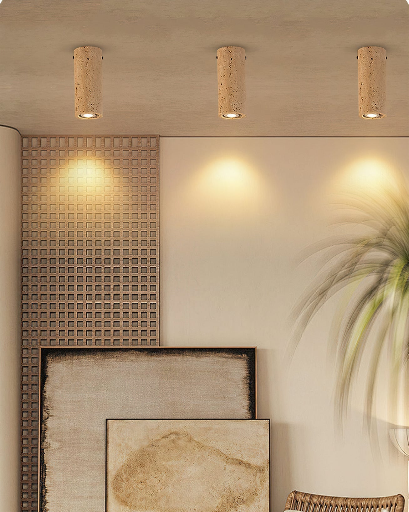 Shura Travertine Ceiling Lamp – Elegant Natural Stone Illumination 8