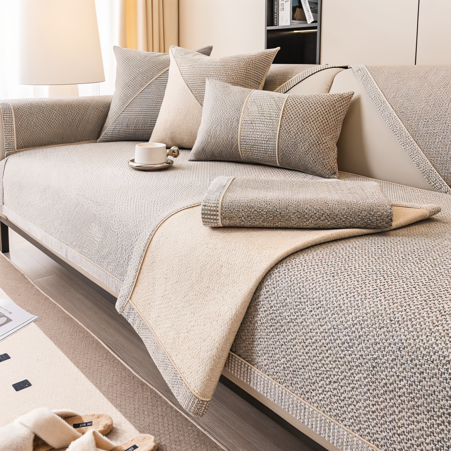 Solid Cotton Sofa Cover – Elegant Protection for Your Living Space 2