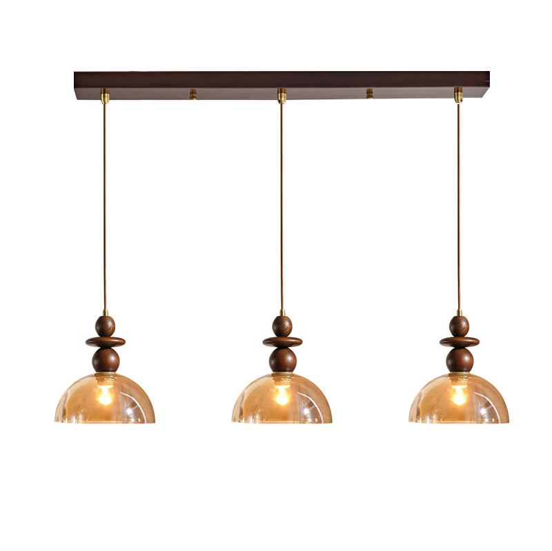 Valeska Pendant Light – Elegant Amber Glass with Wooden Accents 9