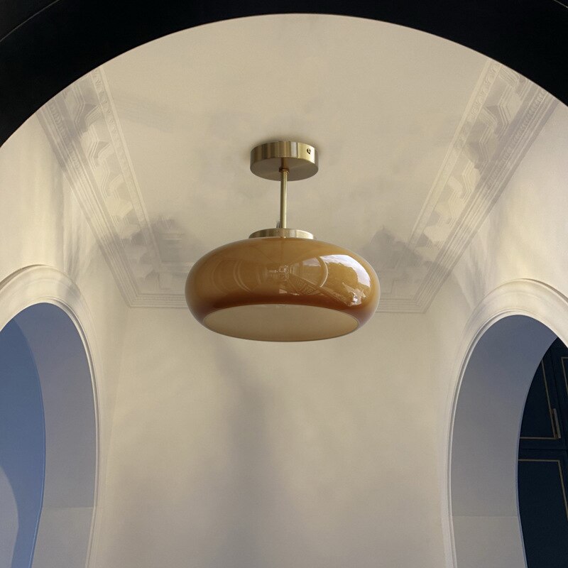 Vintage Ceiling Light Fixture – Geometric Glass Shade for Warm Ambiance 4