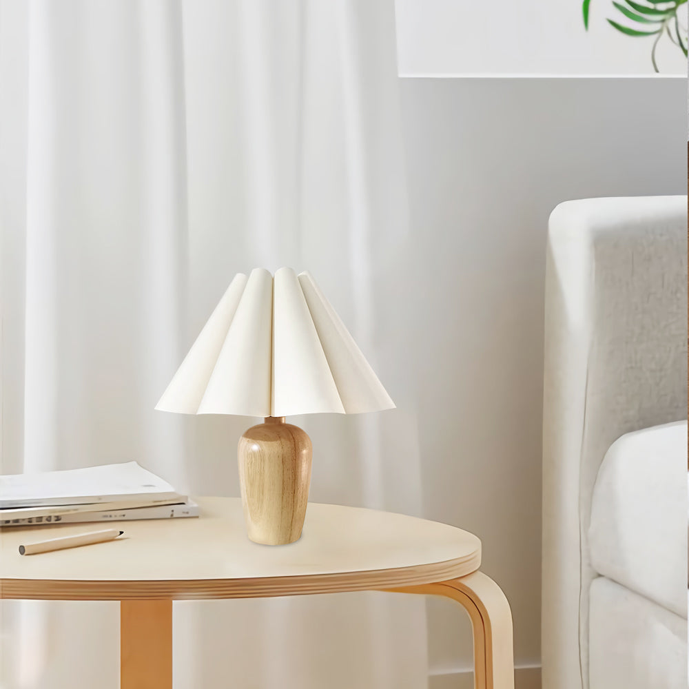 Vintage Fluted Beige Table Lamp – Stylish Glow for Your Nightstand 4