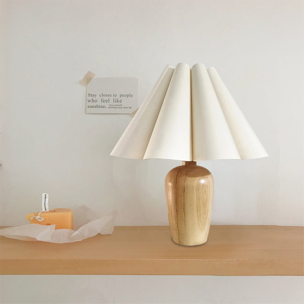 Vintage Fluted Beige Table Lamp – Stylish Glow for Your Nightstand 6
