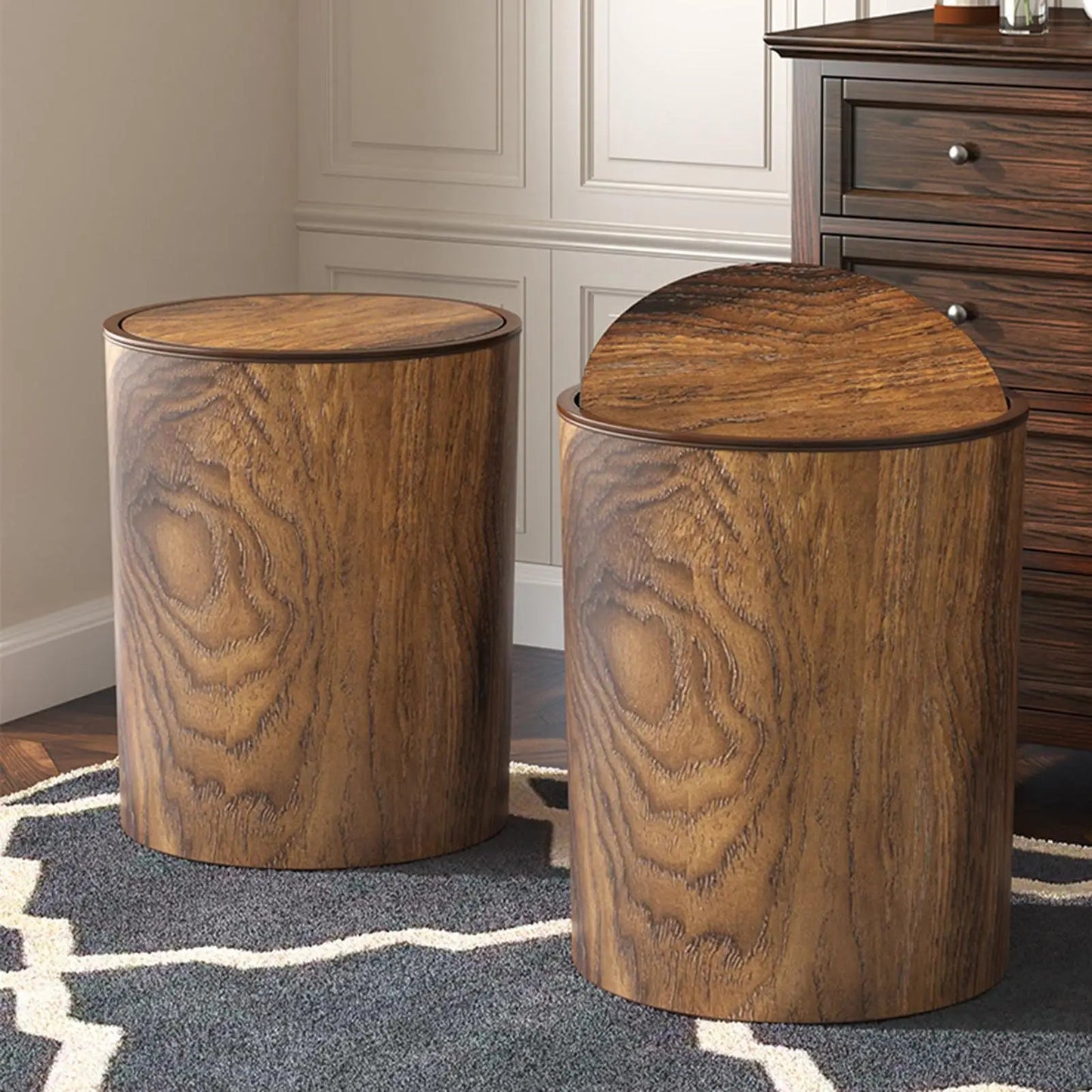 Vintage Swing Lid Trash Can – Chic Retro Elegance for Every Room 3