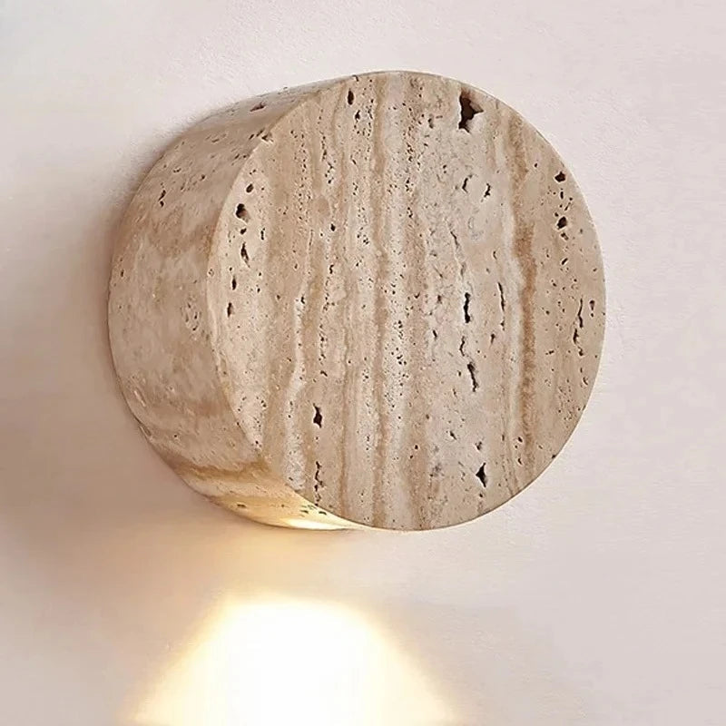 Wabi-Sabi Yellow Travertine Wall Light – Natural Material for Cozy Atmosphere 0