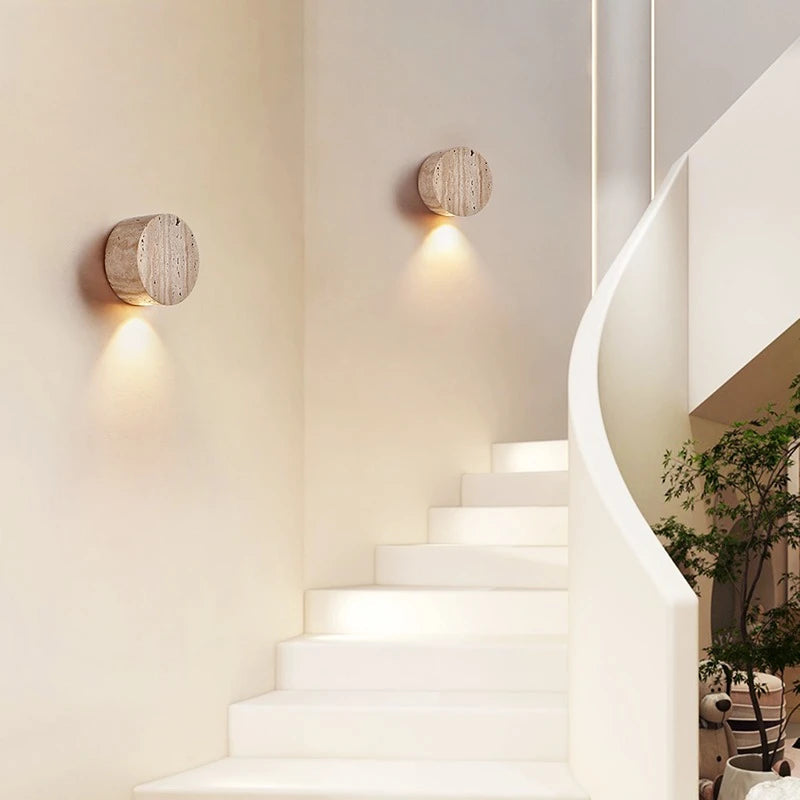 Wabi-Sabi Yellow Travertine Wall Light – Natural Material for Cozy Atmosphere 2