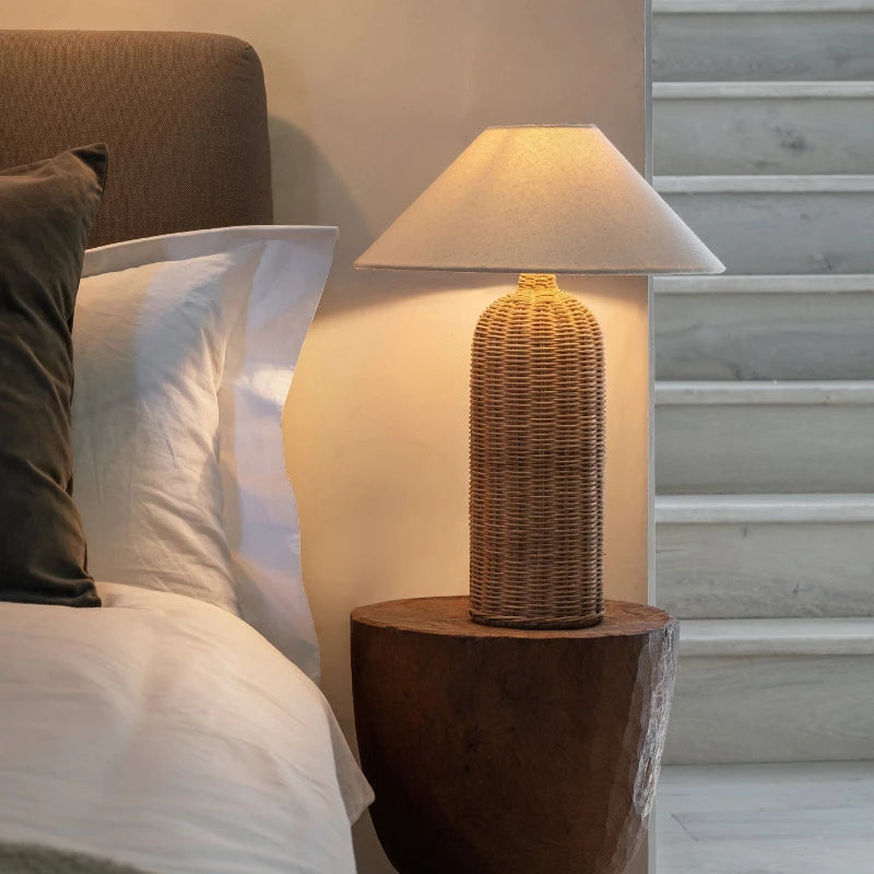 Wabi Sabi Rattan Table Lamp – Elegant Glow for Cozy Ambiance 2