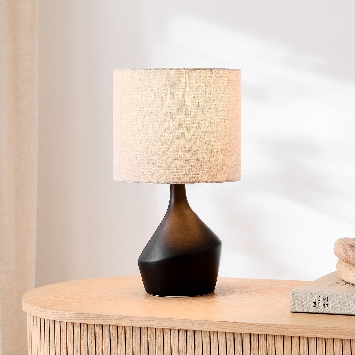 Asymmetry Ceramic Table Lamp (17") | Sculptural Accent Lighting with Linen Shade