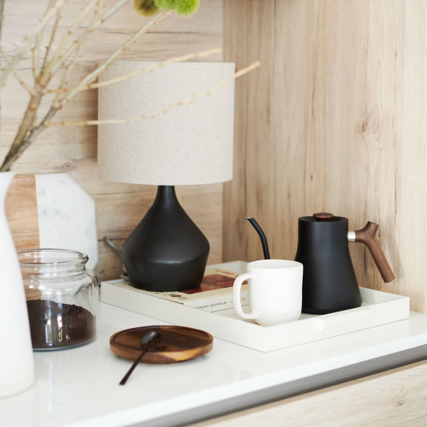 Asymmetry Ceramic Table Lamp (17") | Sculptural Accent Lighting with Linen Shade