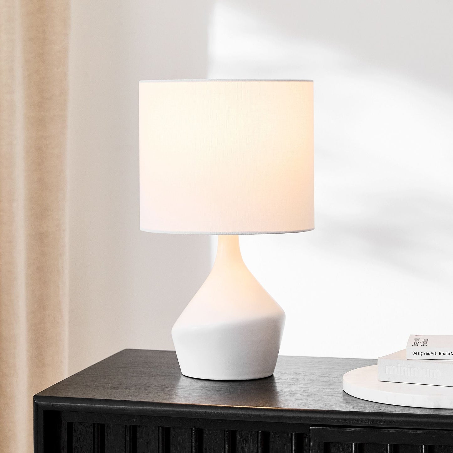 Asymmetry Ceramic Table Lamp (17") | Sculptural Accent Lighting with Linen Shade