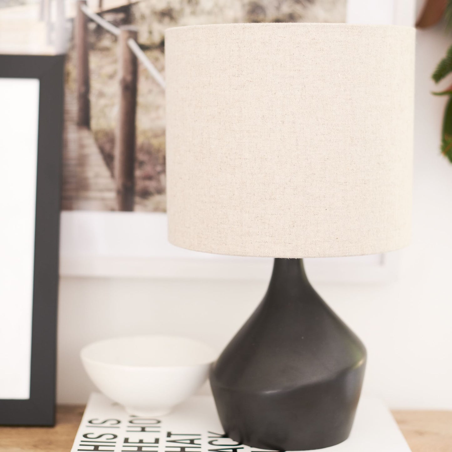 Asymmetry Ceramic Table Lamp (17") | Sculptural Accent Lighting with Linen Shade