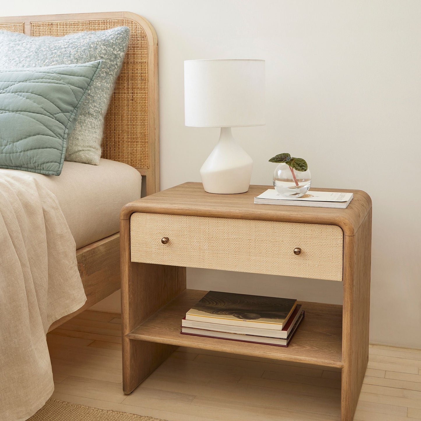 Asymmetry Ceramic Table Lamp (17") | Sculptural Accent Lighting with Linen Shade