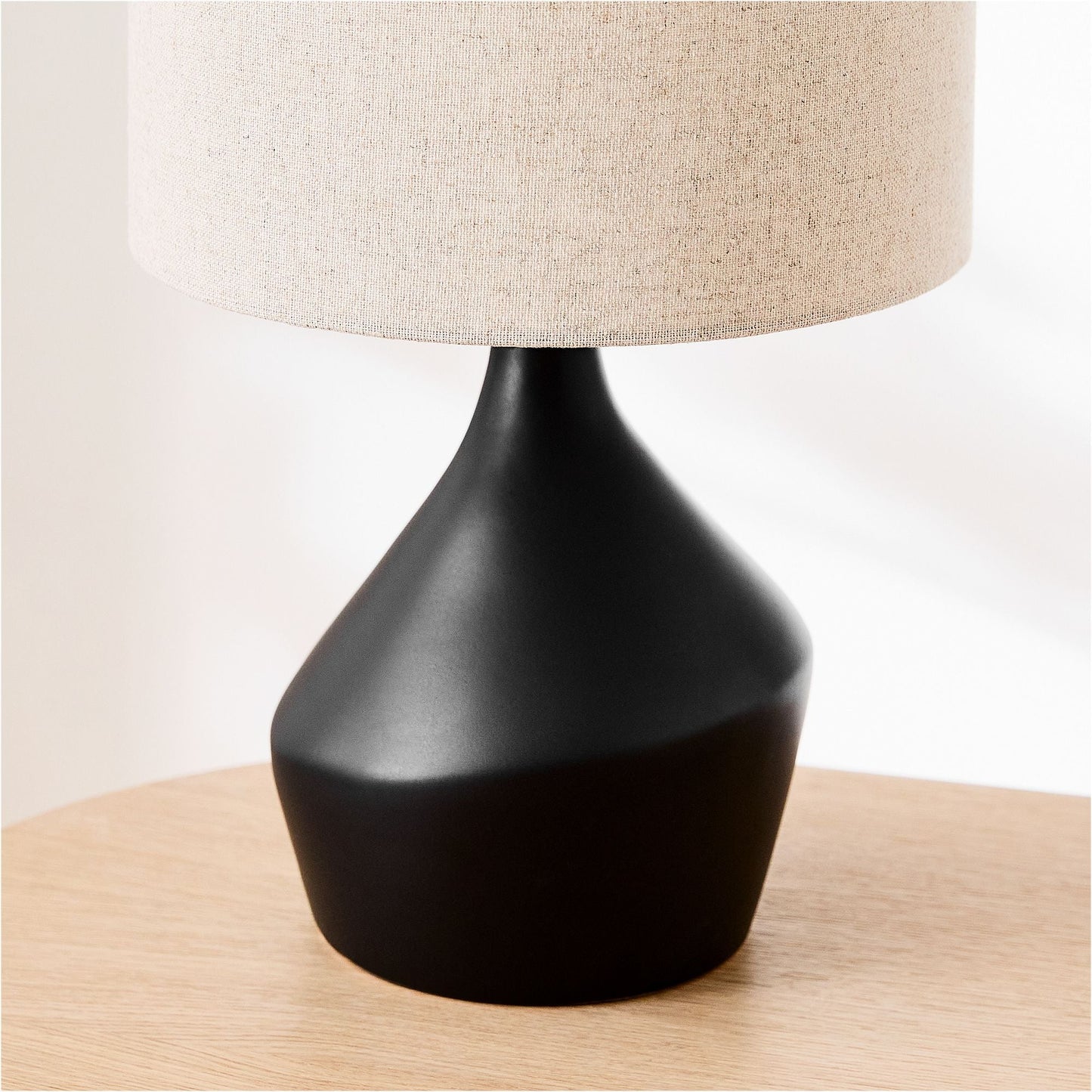 Asymmetry Ceramic Table Lamp (17") | Sculptural Accent Lighting with Linen Shade